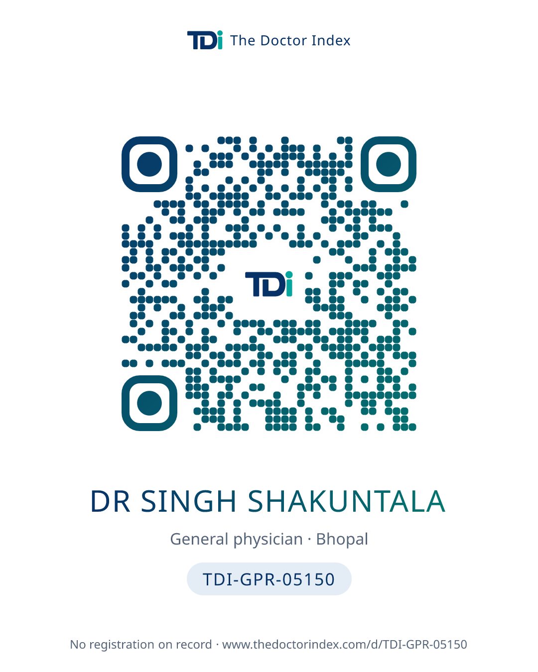 QR card for Dr Singh Shakuntala, TDI-GPR-05150