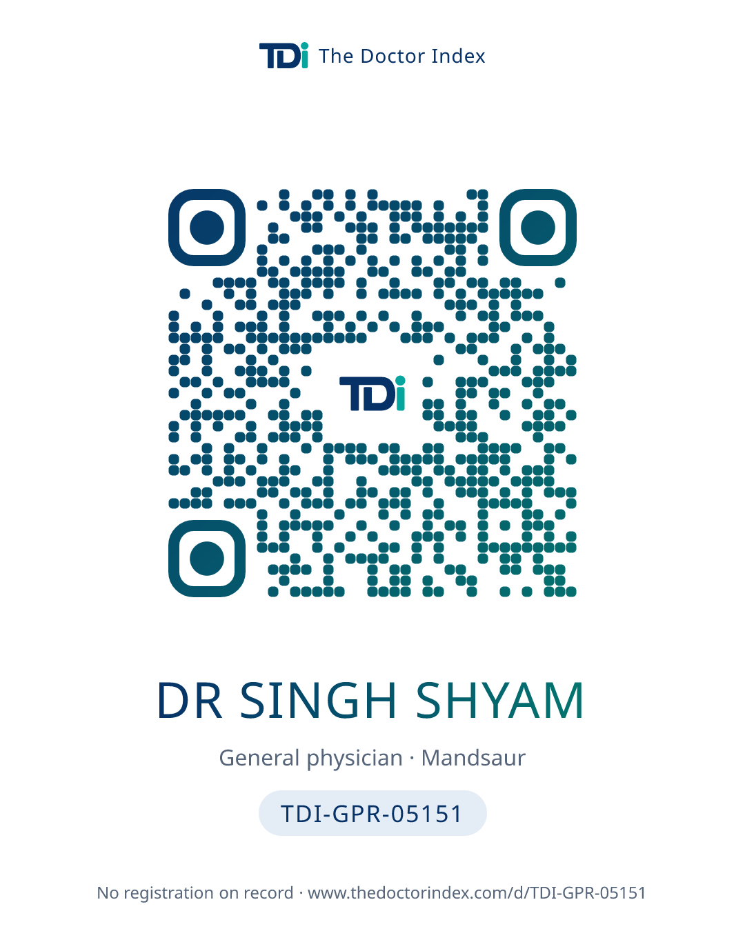 QR card for Dr Singh Shyam, TDI-GPR-05151