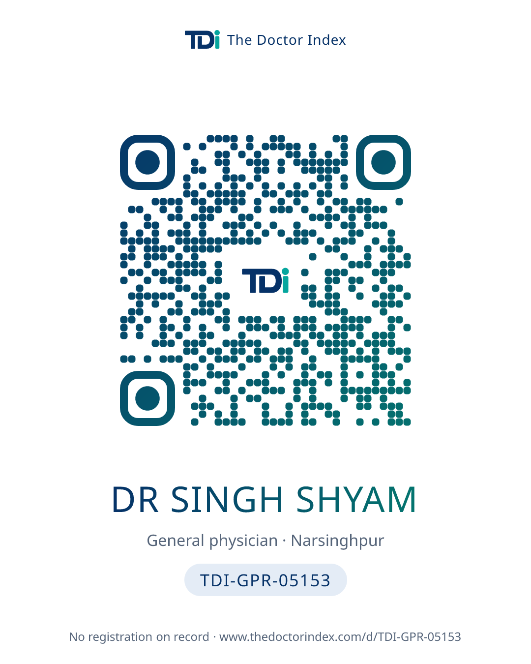 QR card for Dr Singh Shyam, TDI-GPR-05153