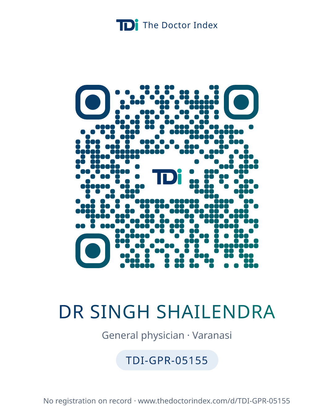 QR card for Dr Singh Shailendra, TDI-GPR-05155