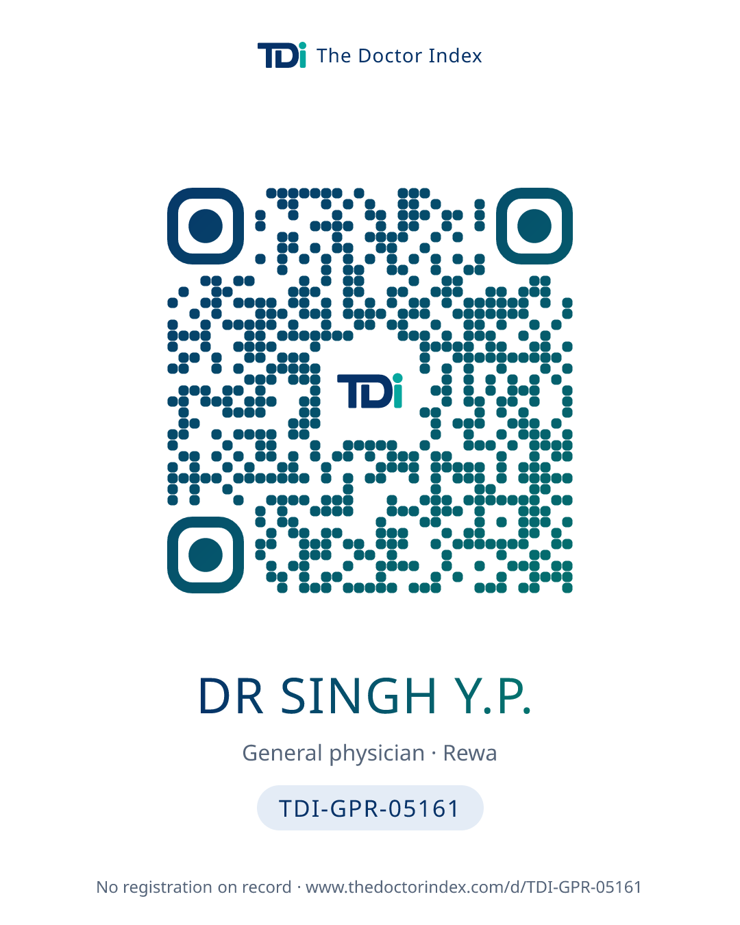 QR card for Dr Singh Y.P., TDI-GPR-05161