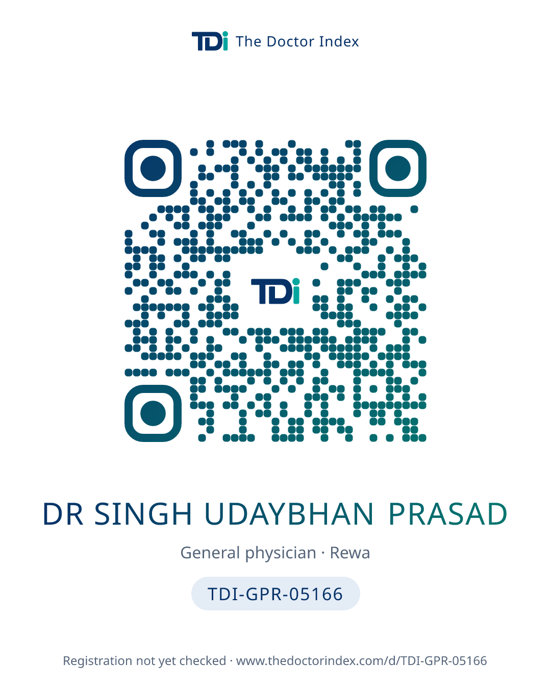 QR card for Dr Singh Udaybhan Prasad, TDI-GPR-05166