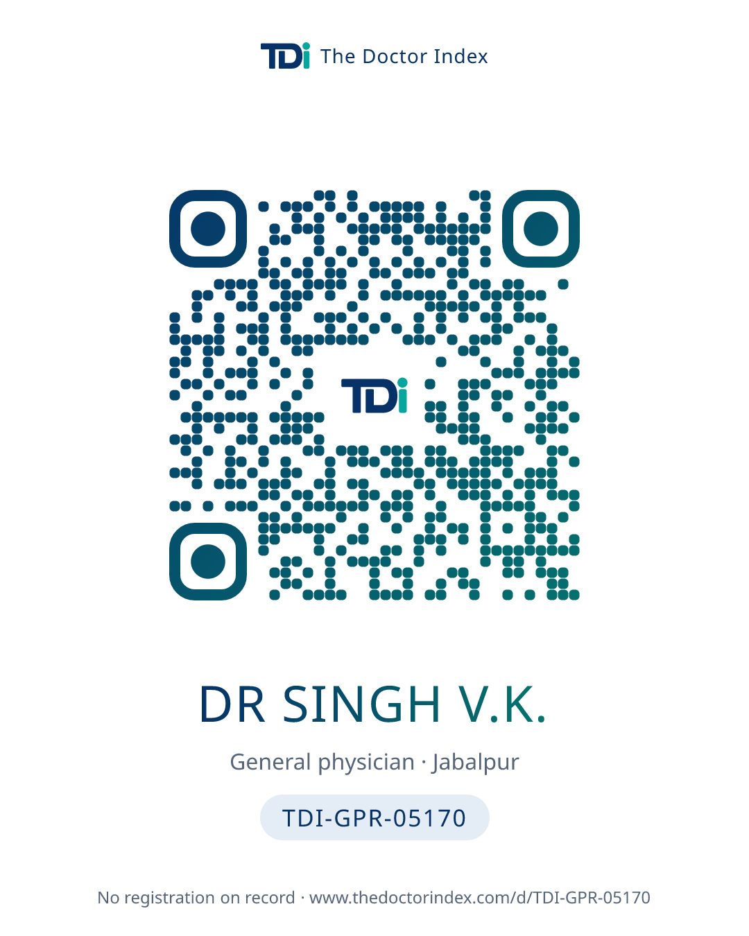 QR card for Dr Singh V.K., TDI-GPR-05170