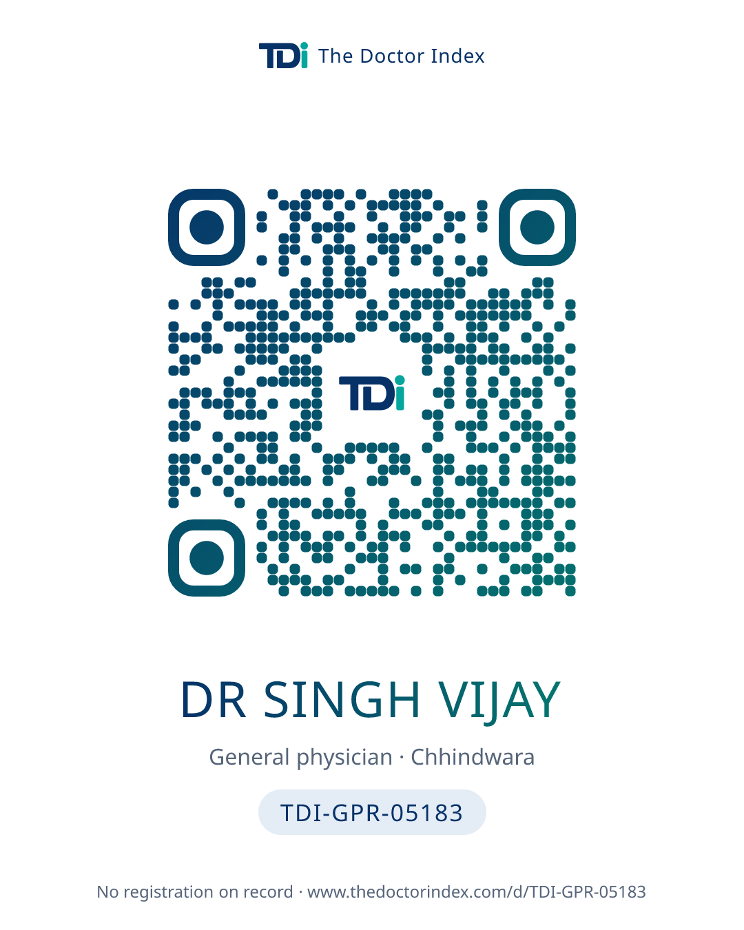 QR card for Dr Singh Vijay, TDI-GPR-05183