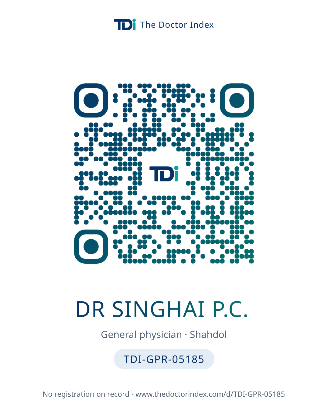 QR card for Dr Singhai P.C., TDI-GPR-05185