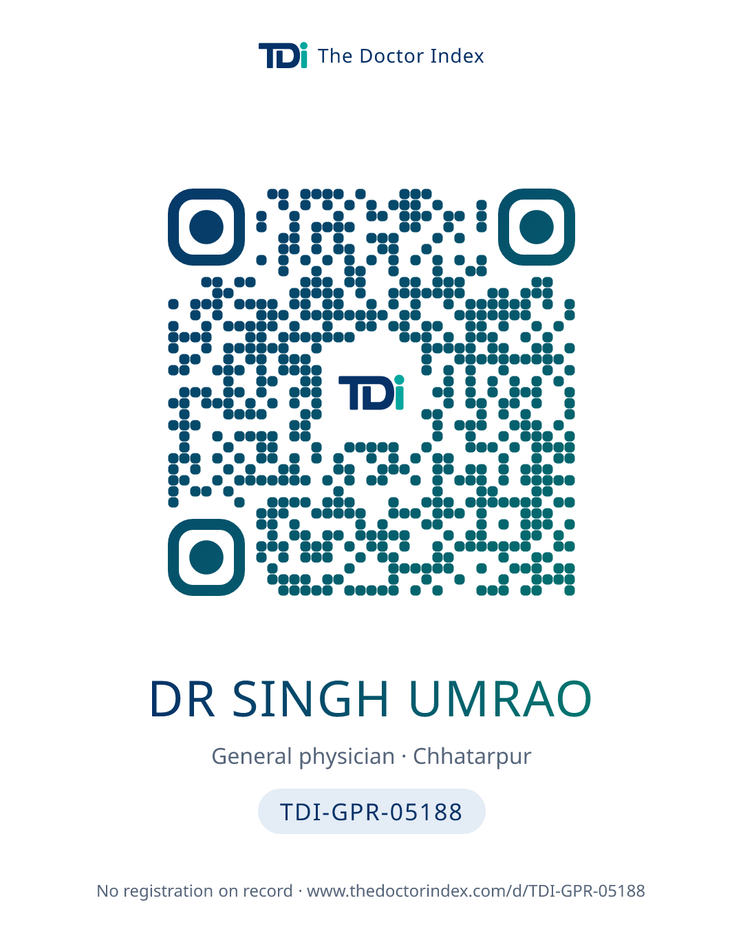 QR card for Dr Singh Umrao, TDI-GPR-05188