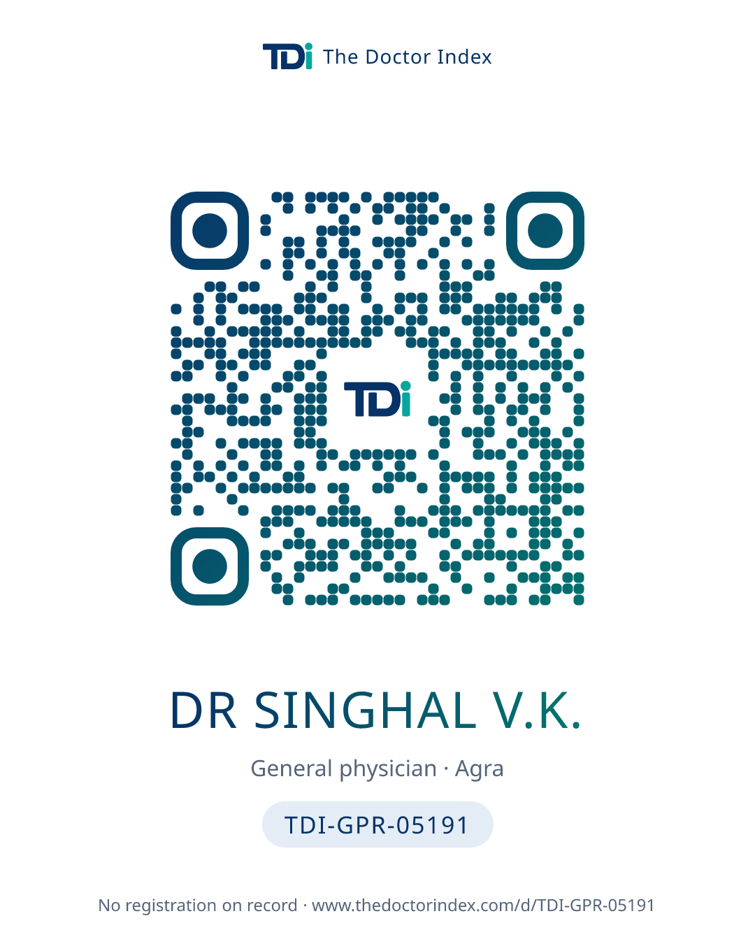 QR card for Dr Singhal V.K., TDI-GPR-05191