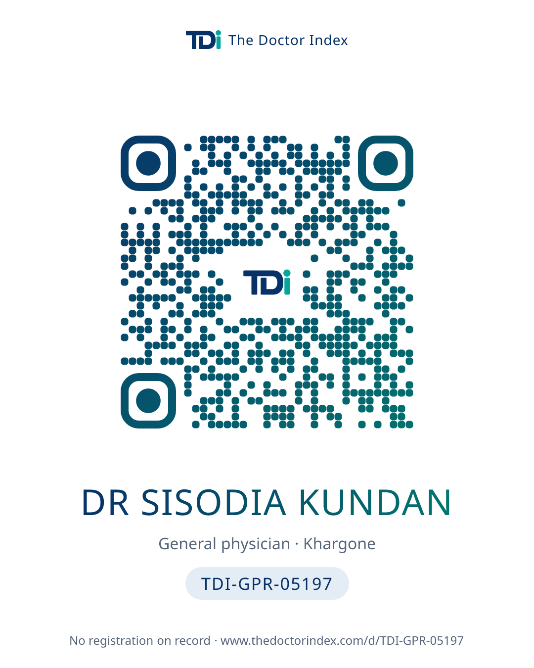 QR card for Dr Sisodia Kundan, TDI-GPR-05197