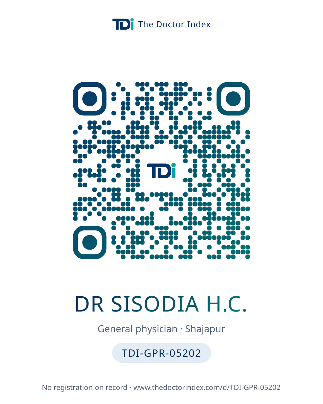 QR card for Dr Sisodia H.C., TDI-GPR-05202