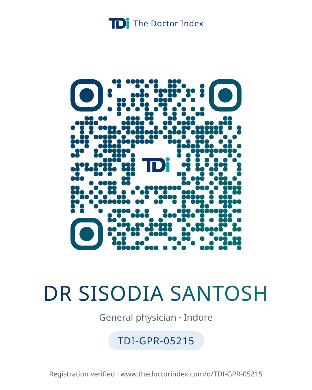 QR card for Dr Sisodia Santosh, TDI-GPR-05215