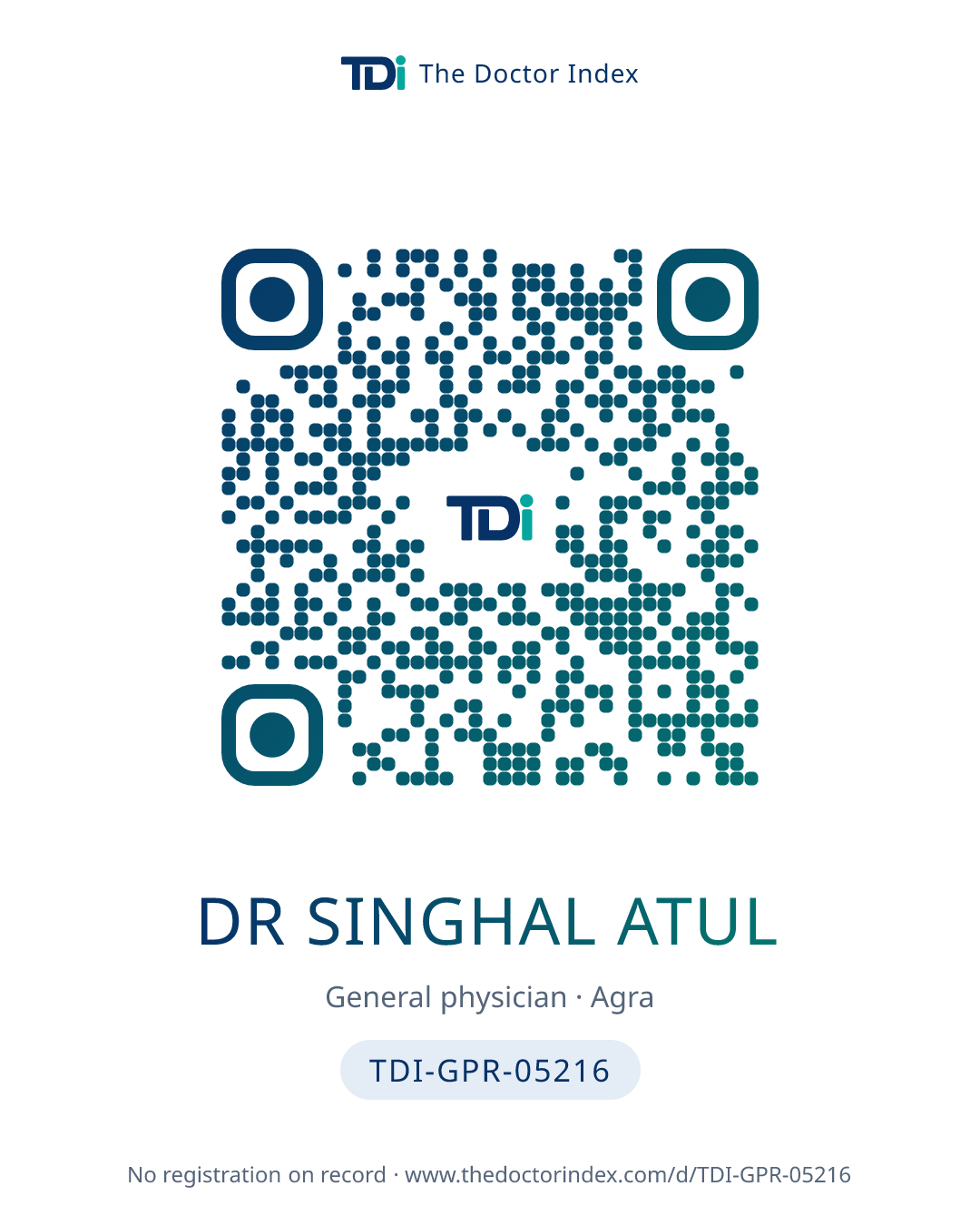 QR card for Dr Singhal Atul, TDI-GPR-05216