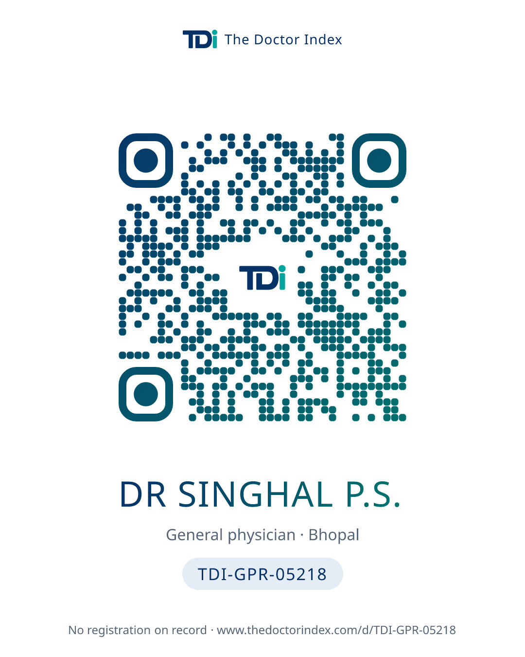 QR card for Dr Singhal P.S., TDI-GPR-05218