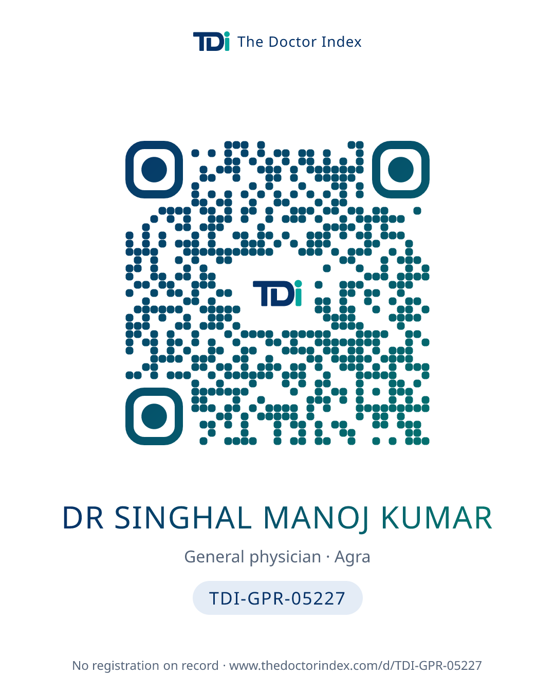 QR card for Dr Singhal Manoj Kumar, TDI-GPR-05227
