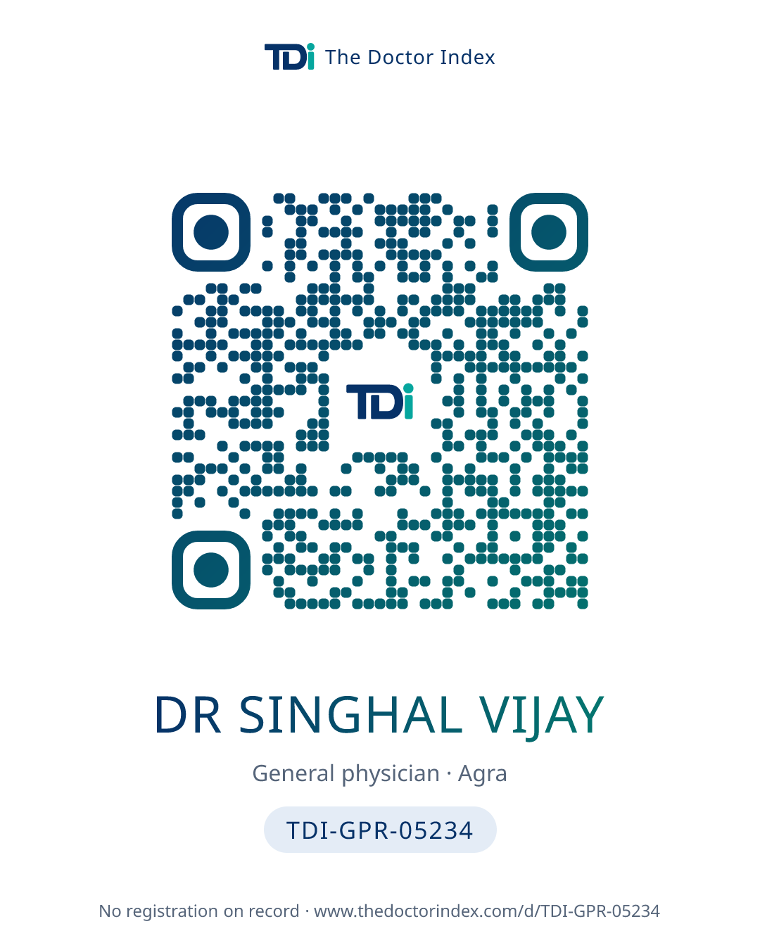QR card for Dr Singhal Vijay, TDI-GPR-05234
