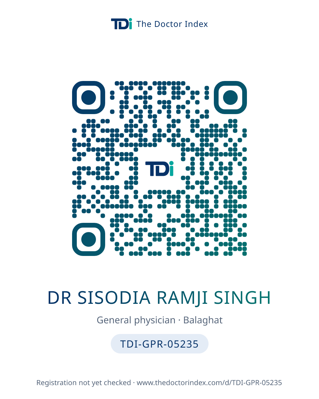 QR card for Dr Sisodia Ramji Singh, TDI-GPR-05235