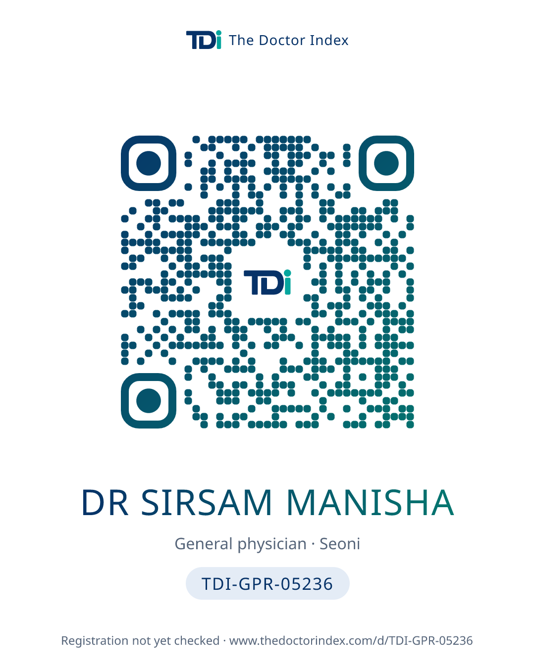 QR card for Dr Sirsam Manisha, TDI-GPR-05236