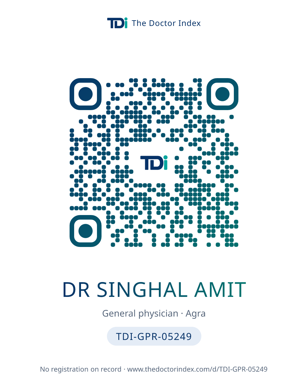QR card for Dr Singhal Amit, TDI-GPR-05249