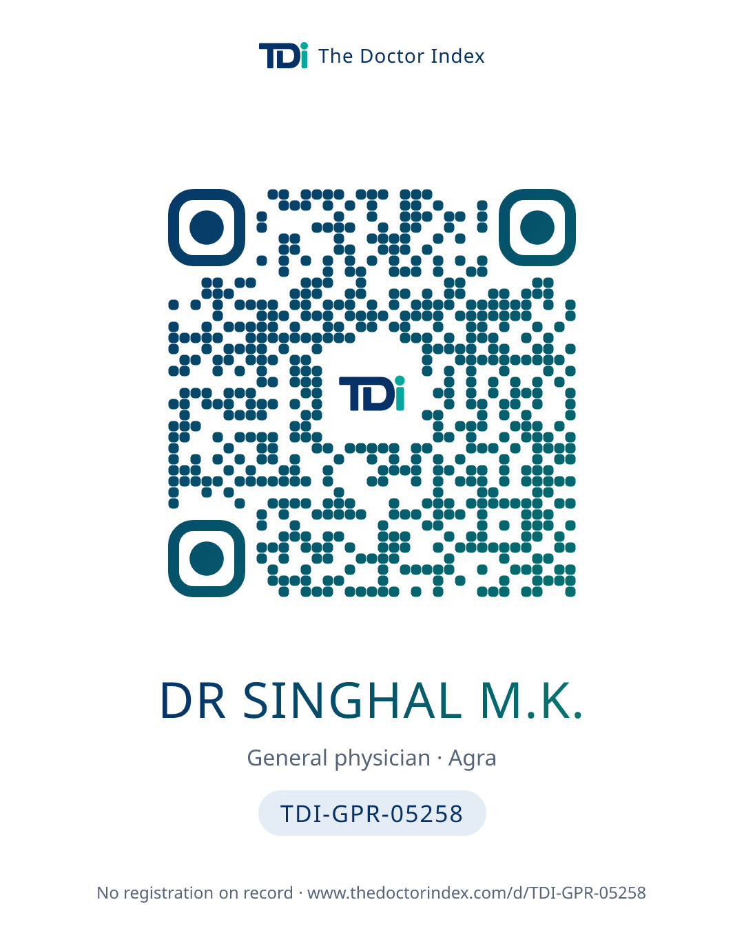 QR card for Dr Singhal M.K., TDI-GPR-05258