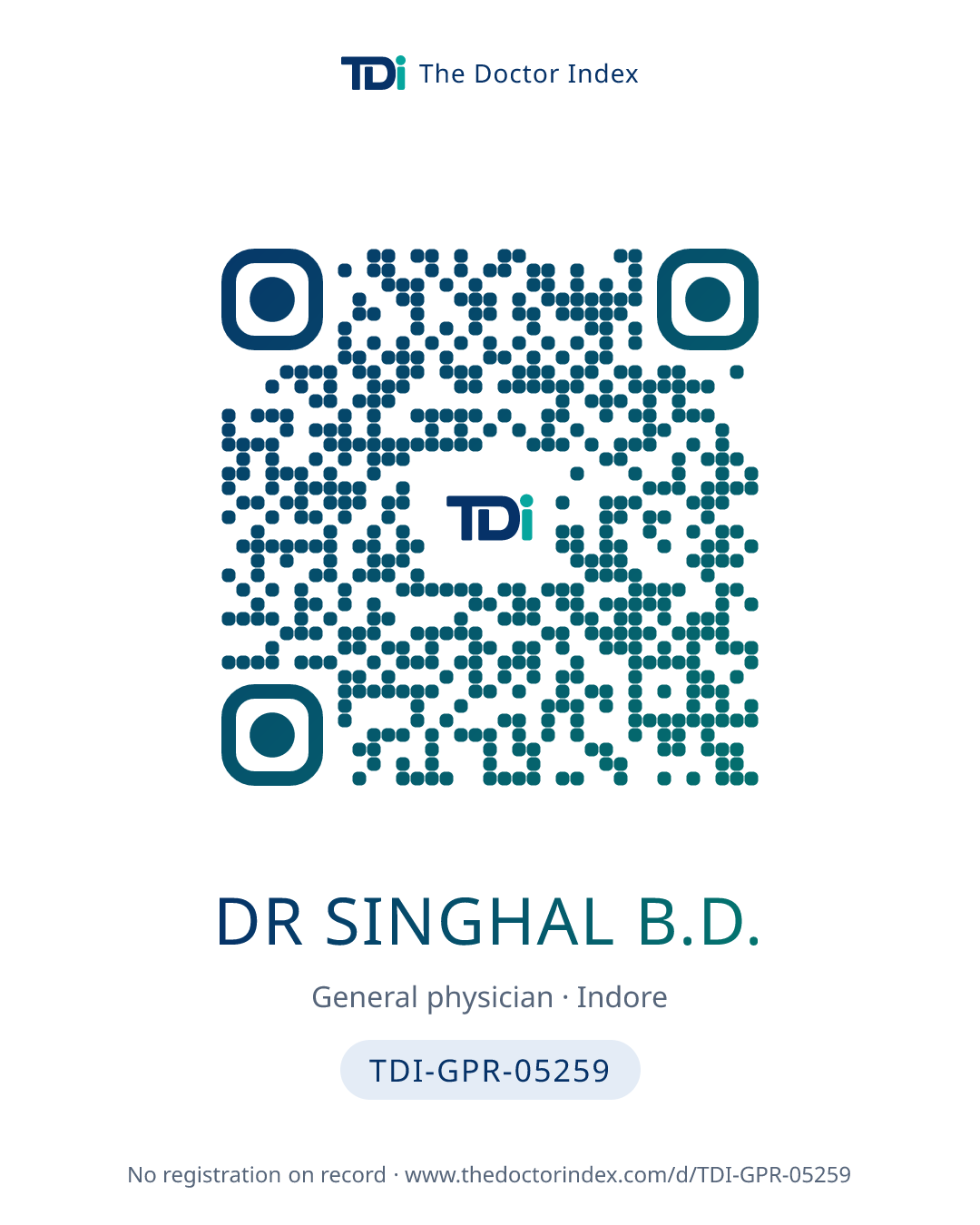 QR card for Dr Singhal B.D., TDI-GPR-05259