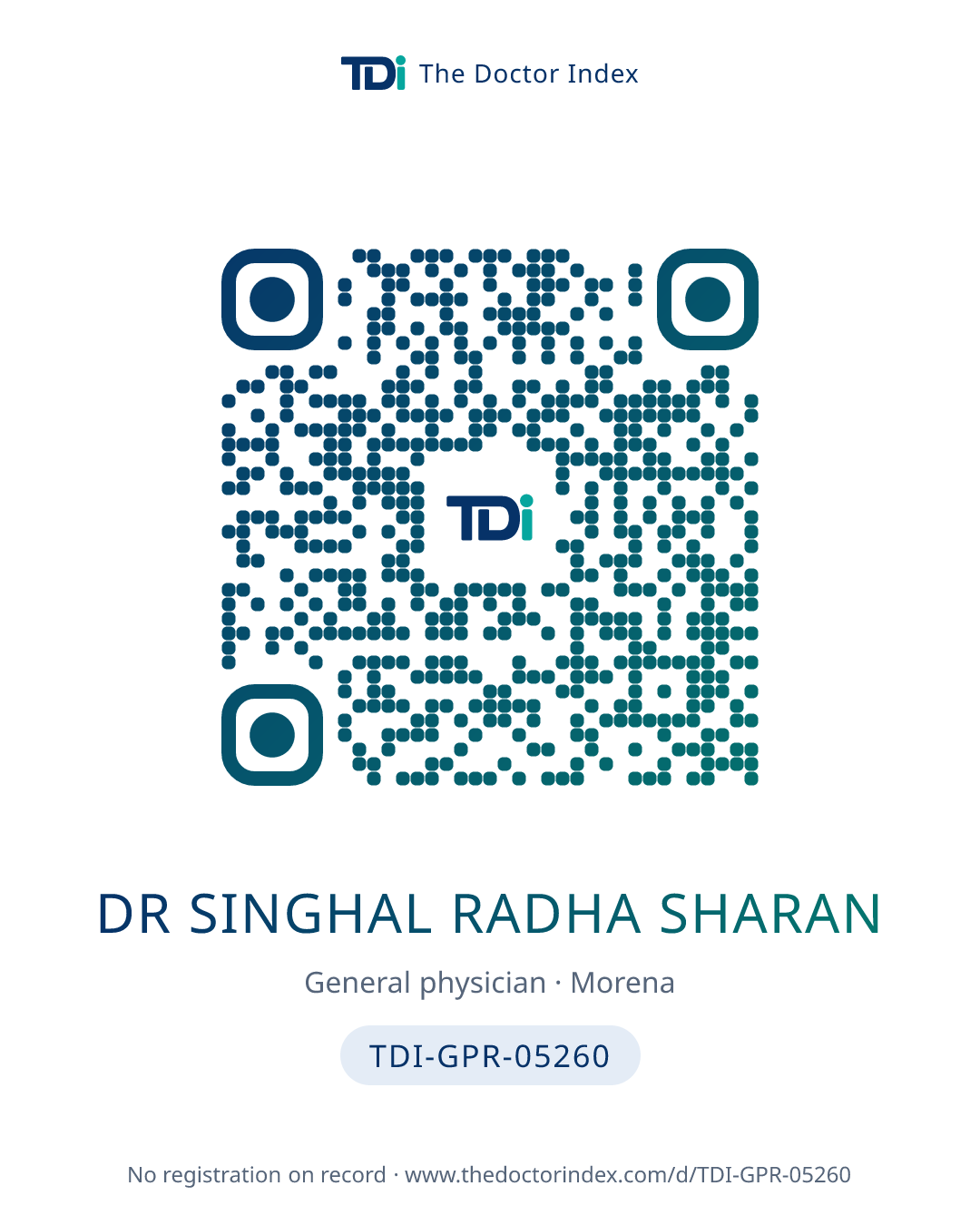QR card for Dr Singhal Radha Sharan, TDI-GPR-05260