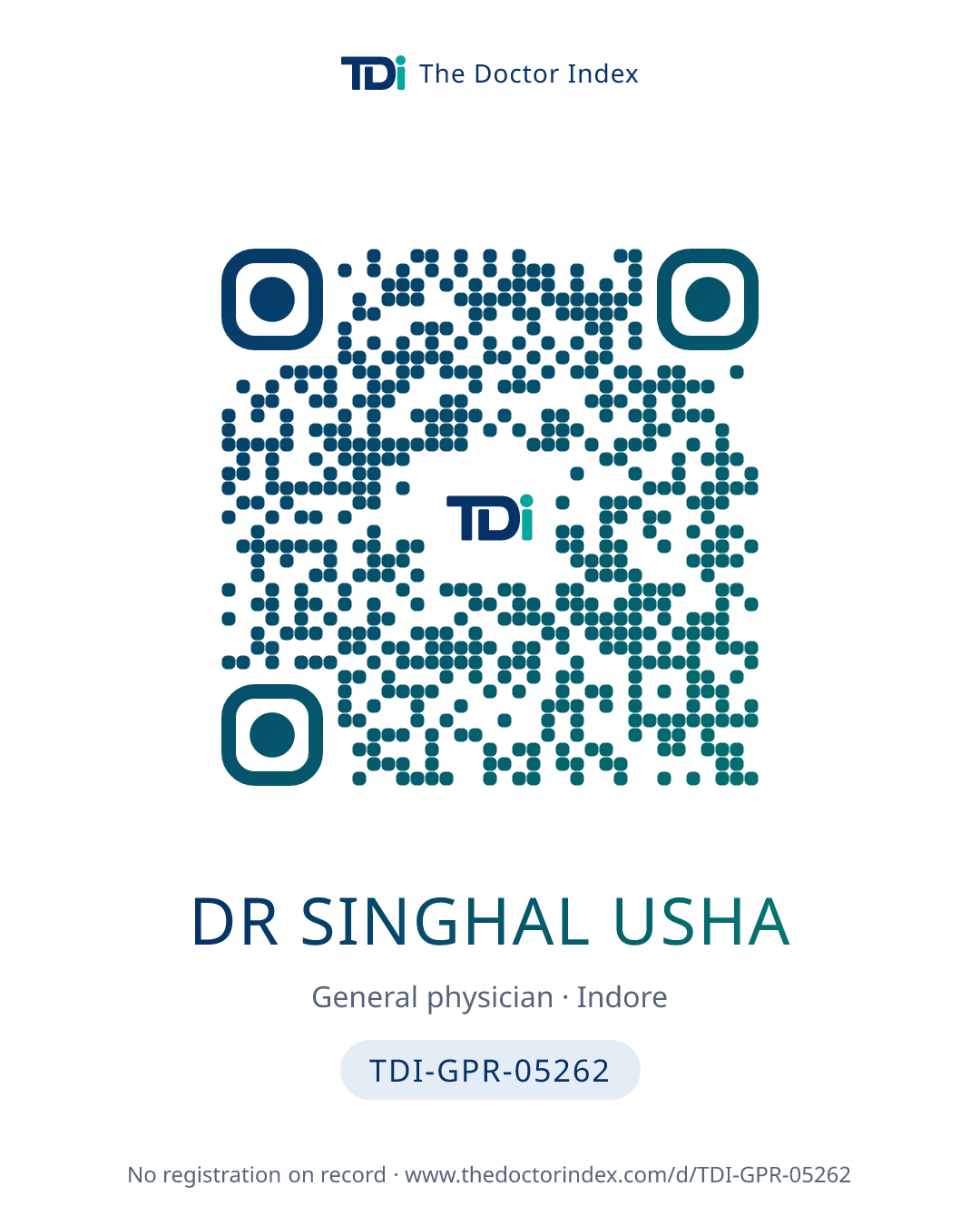 QR card for Dr Singhal Usha, TDI-GPR-05262