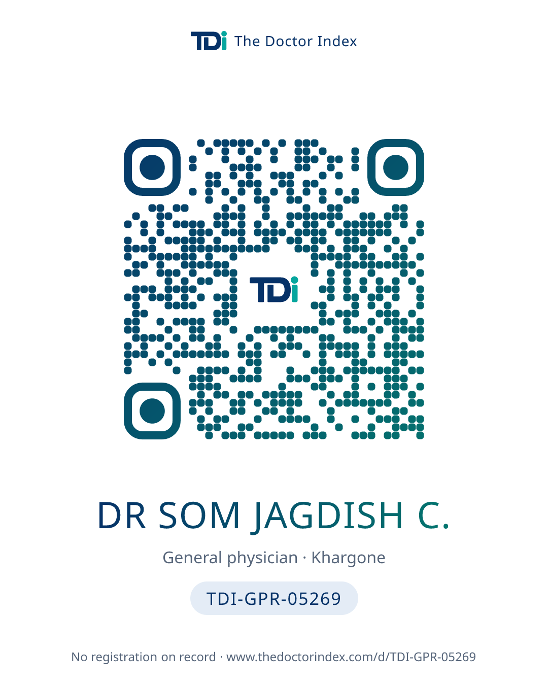 QR card for Dr Som Jagdish C., TDI-GPR-05269