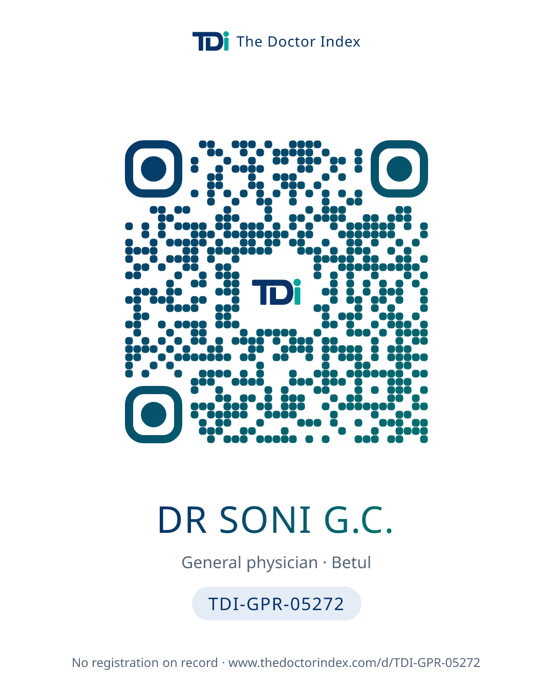 QR card for Dr Soni G.C., TDI-GPR-05272