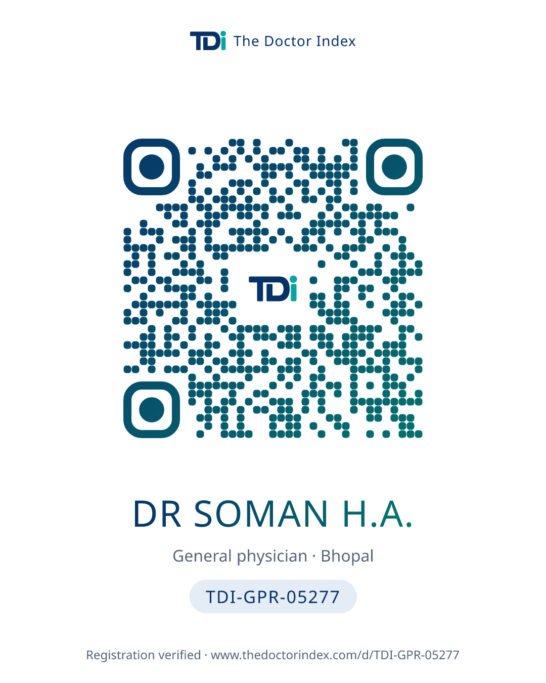 QR card for Dr Soman H.A., TDI-GPR-05277