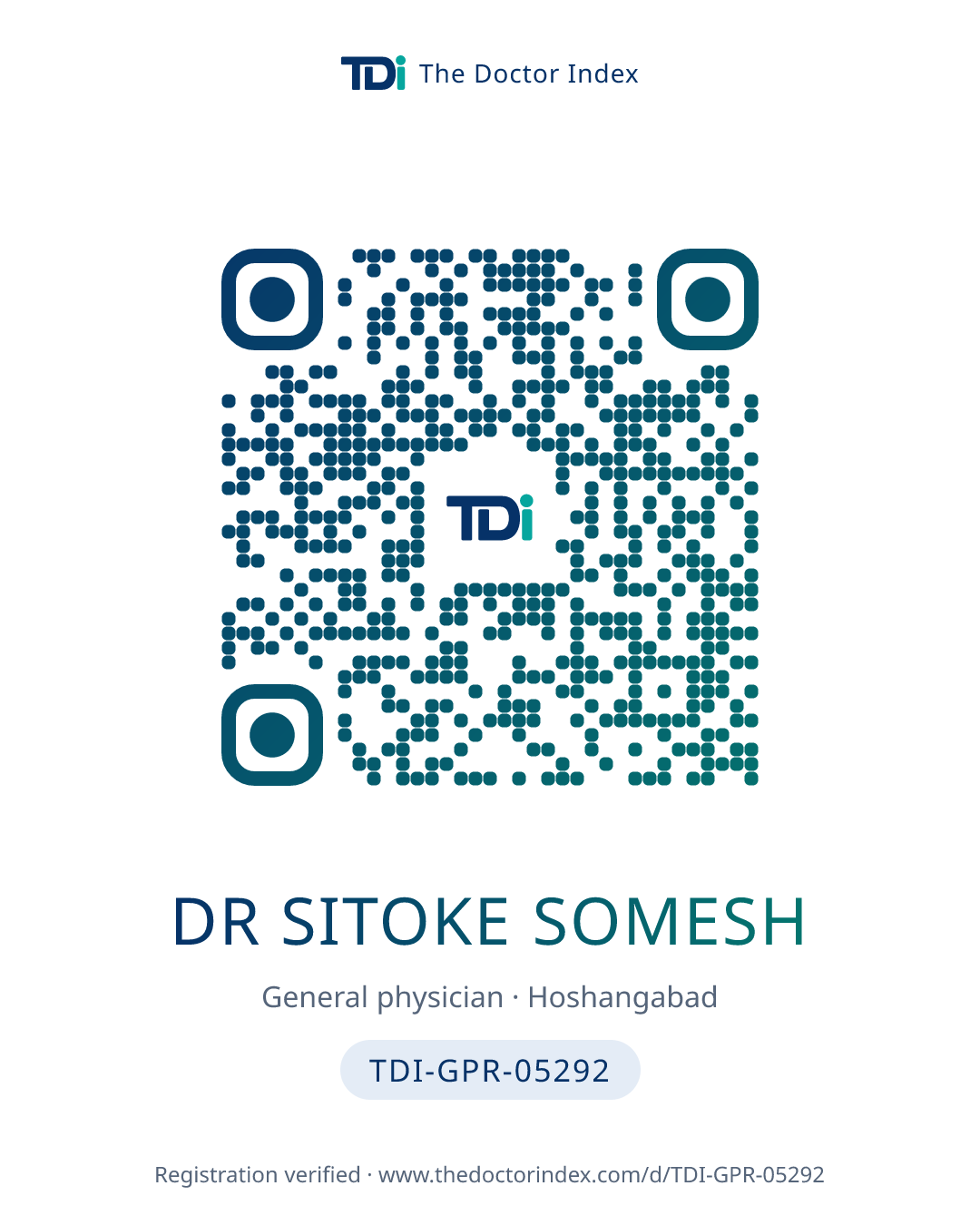 QR card for Dr Sitoke Somesh, TDI-GPR-05292