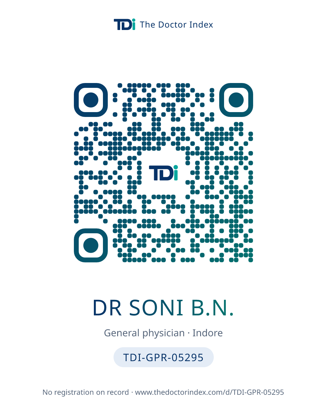 QR card for Dr Soni B.N., TDI-GPR-05295