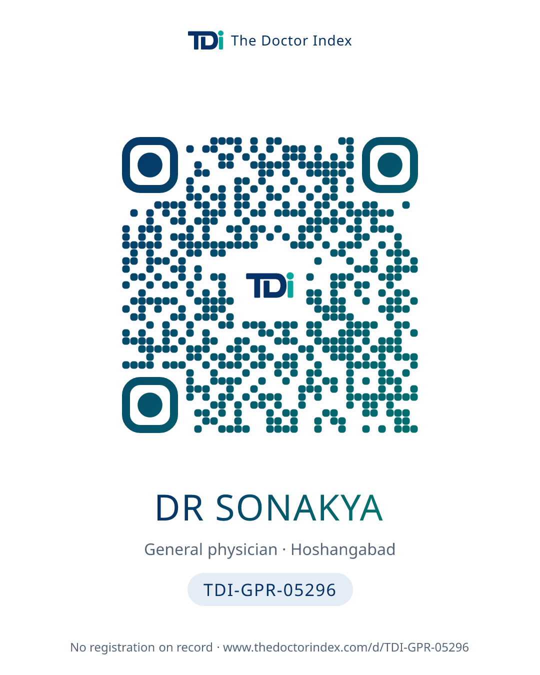 QR card for Dr Sonakya, TDI-GPR-05296