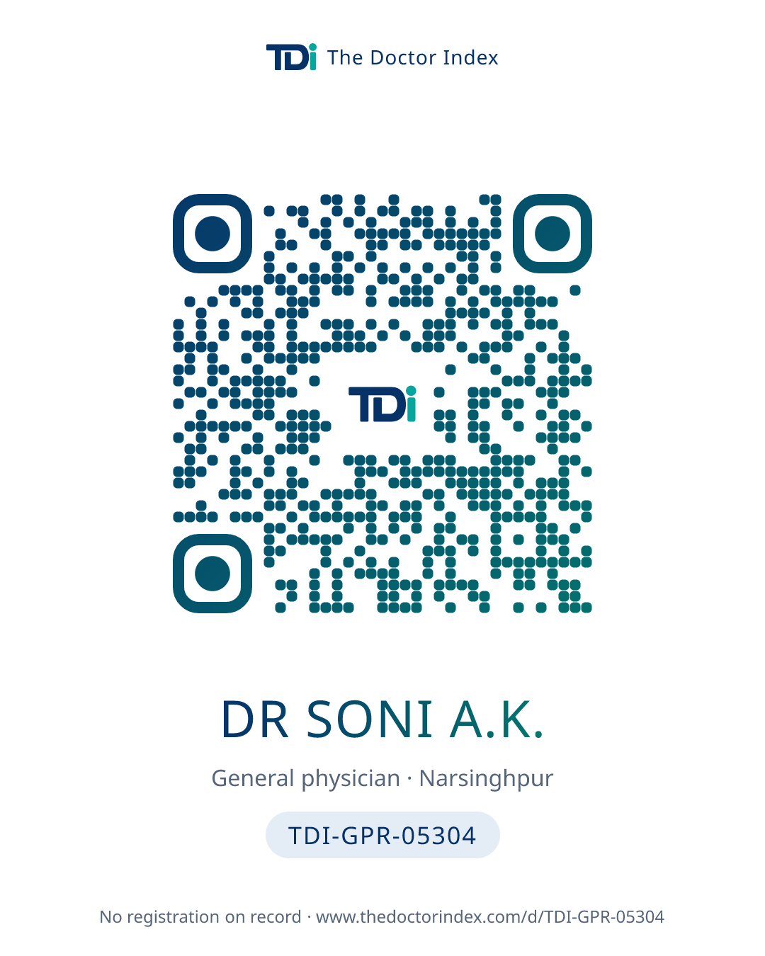QR card for Dr Soni A.K., TDI-GPR-05304