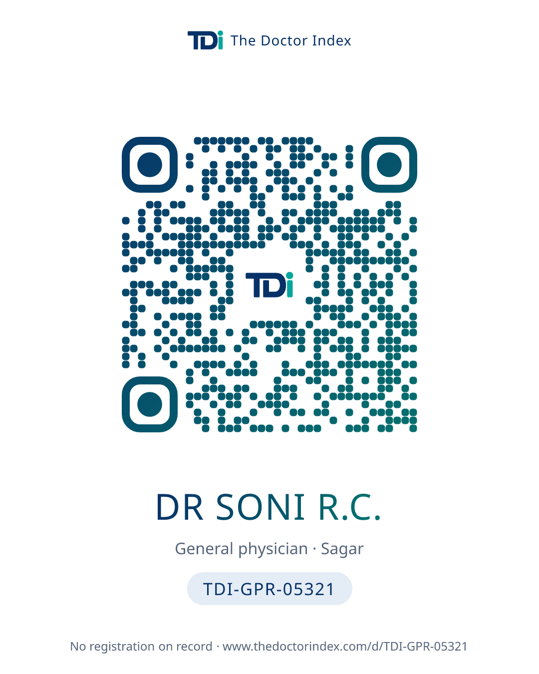 QR card for Dr Soni R.C., TDI-GPR-05321