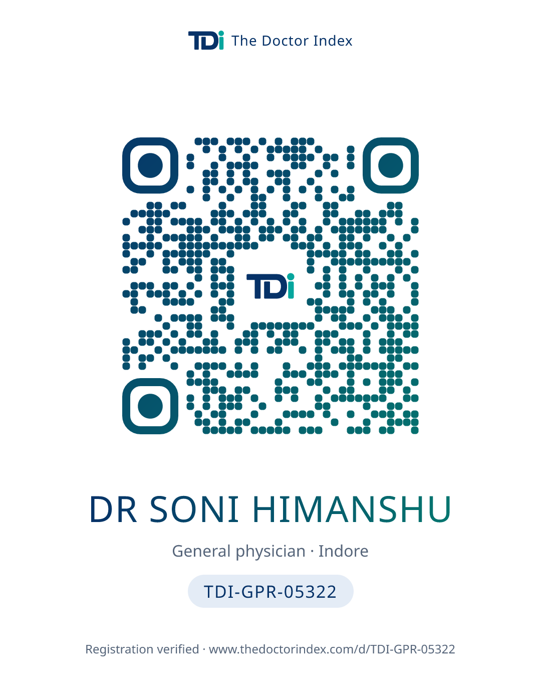 QR card for Dr Soni Himanshu, TDI-GPR-05322