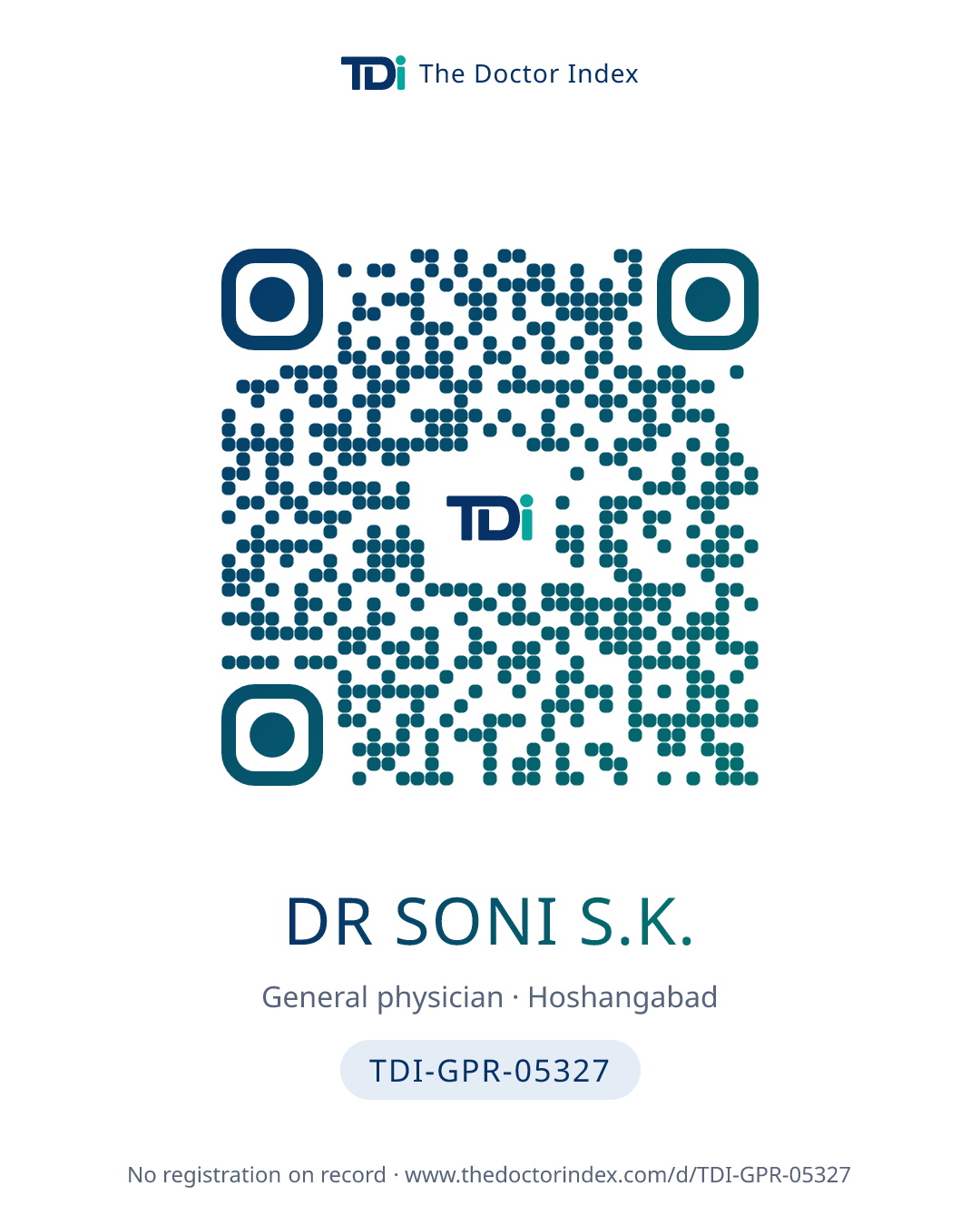 QR card for Dr Soni S.K., TDI-GPR-05327
