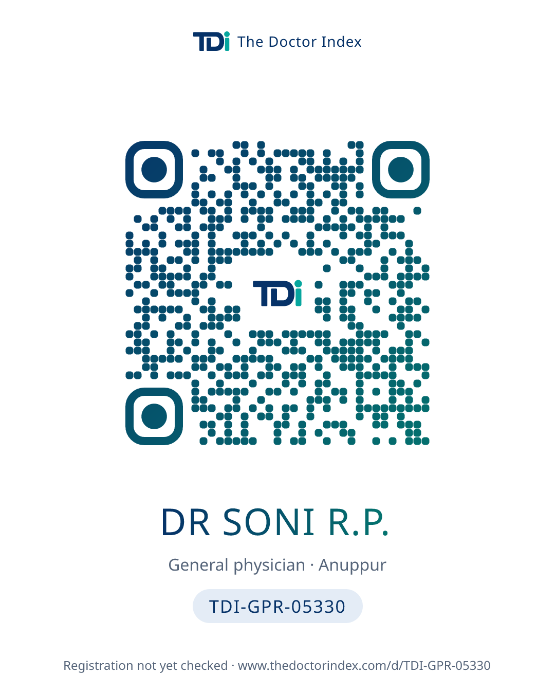 QR card for Dr Soni R.P., TDI-GPR-05330