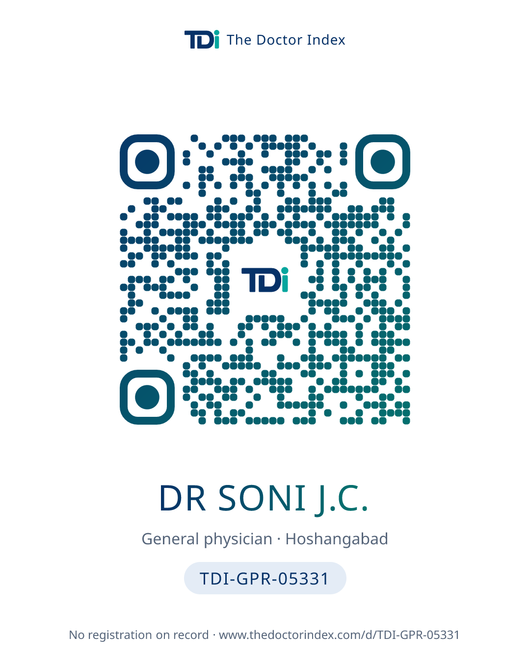 QR card for Dr Soni J.C., TDI-GPR-05331