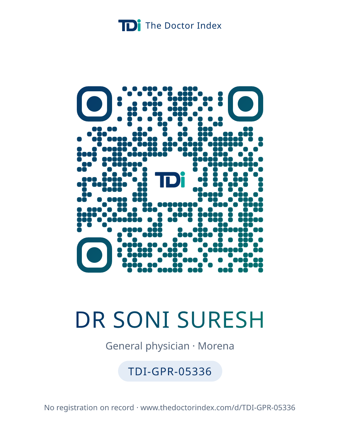 QR card for Dr Soni Suresh, TDI-GPR-05336