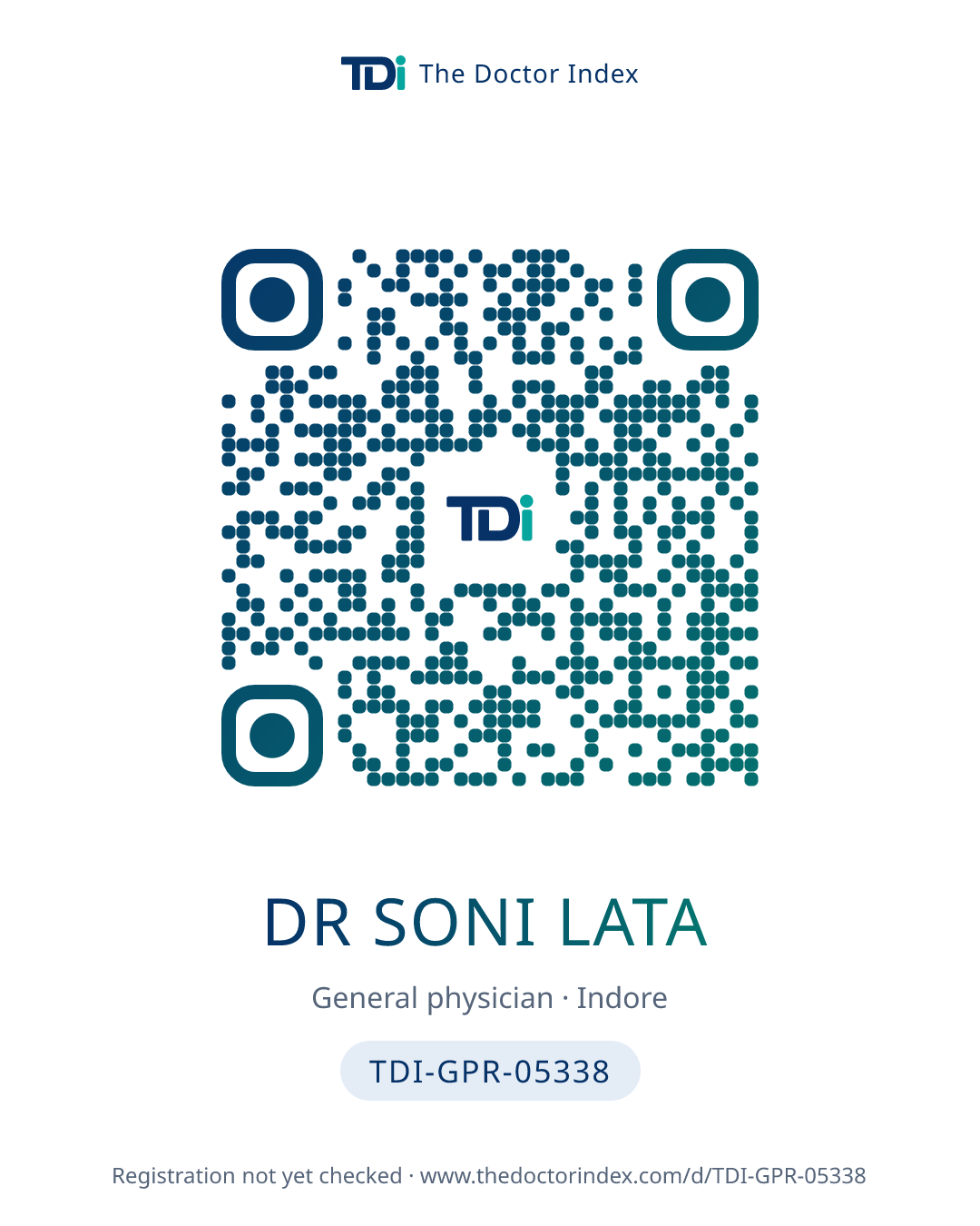 QR card for Dr Soni Lata, TDI-GPR-05338