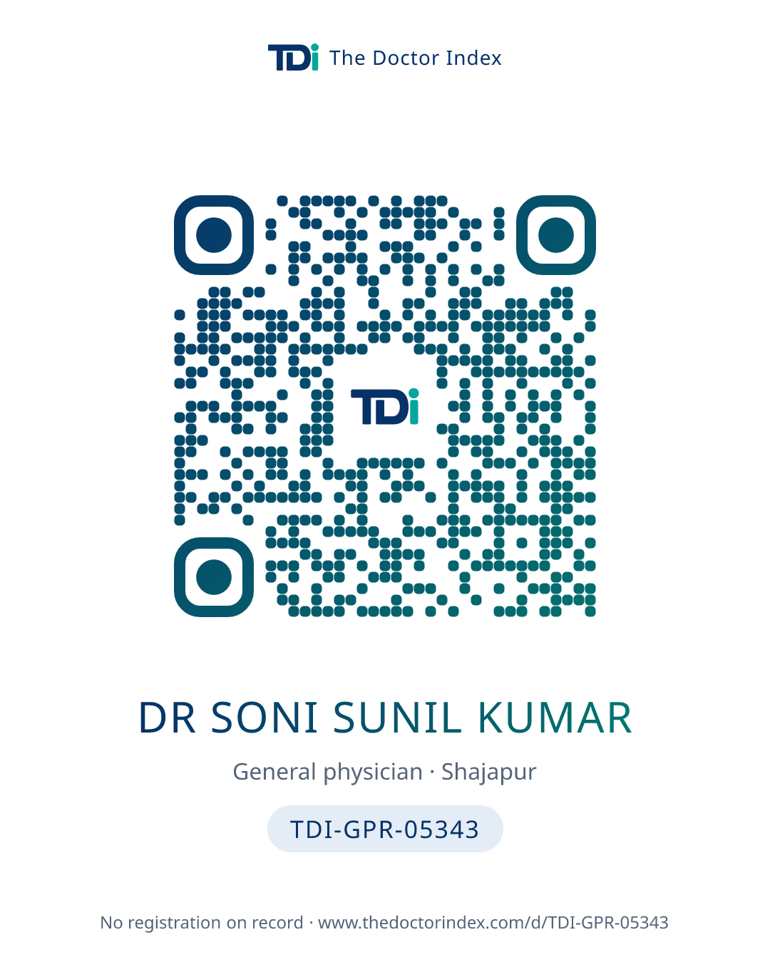 QR card for Dr Soni Sunil Kumar, TDI-GPR-05343