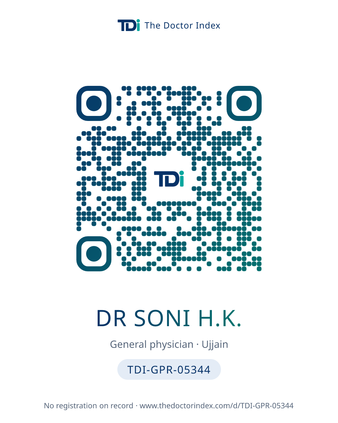 QR card for Dr Soni H.K., TDI-GPR-05344