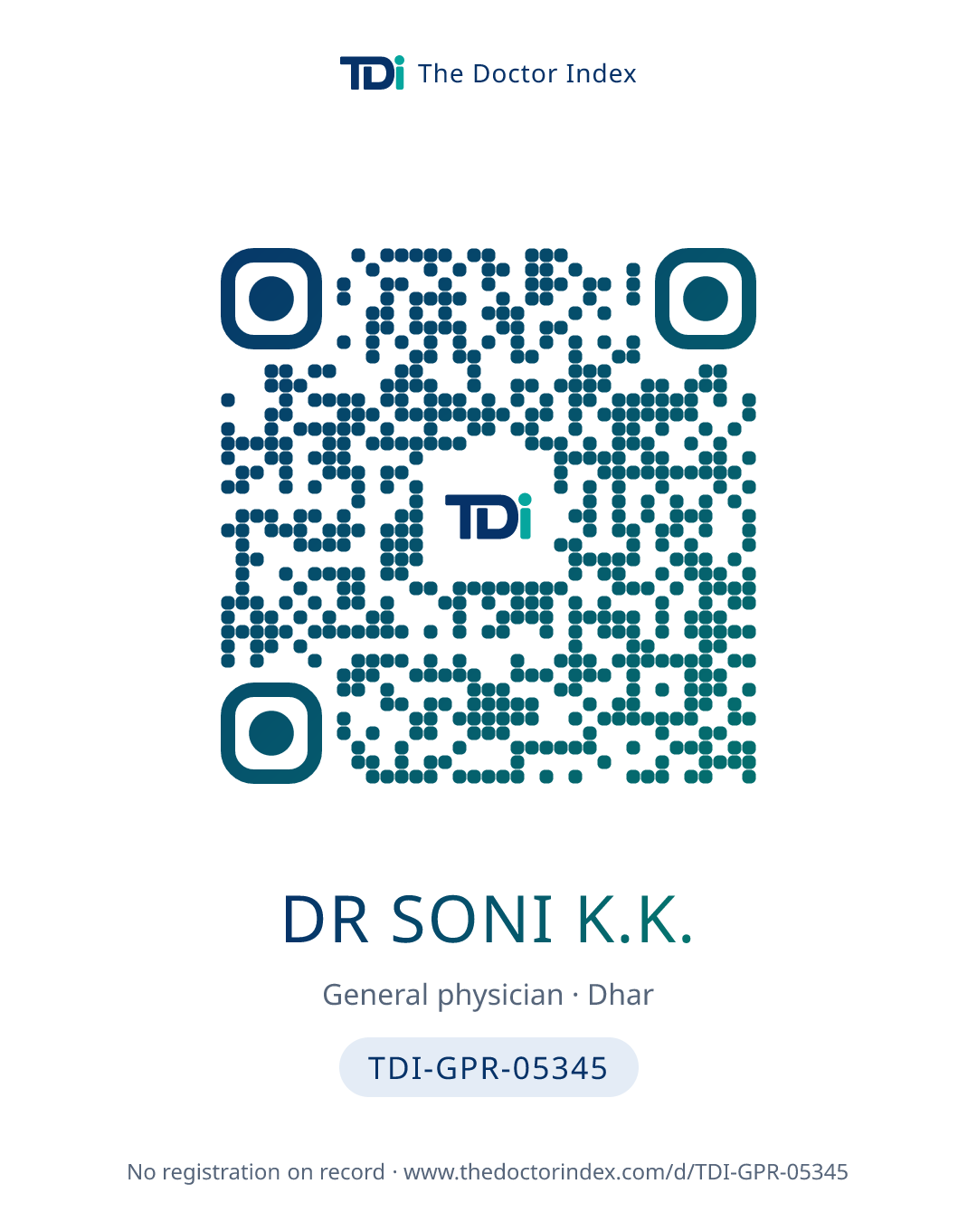 QR card for Dr Soni K.K., TDI-GPR-05345