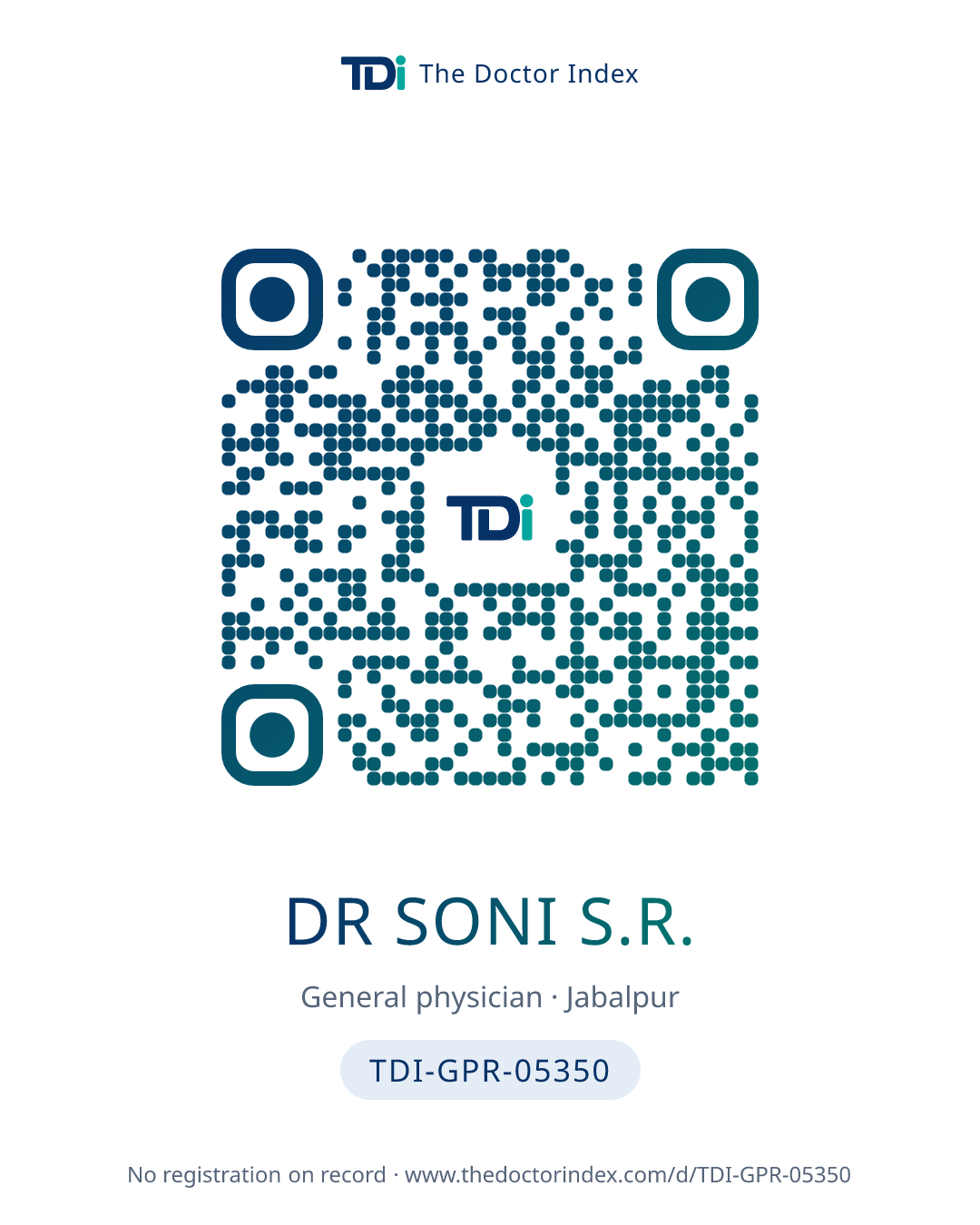 QR card for Dr Soni S.R., TDI-GPR-05350