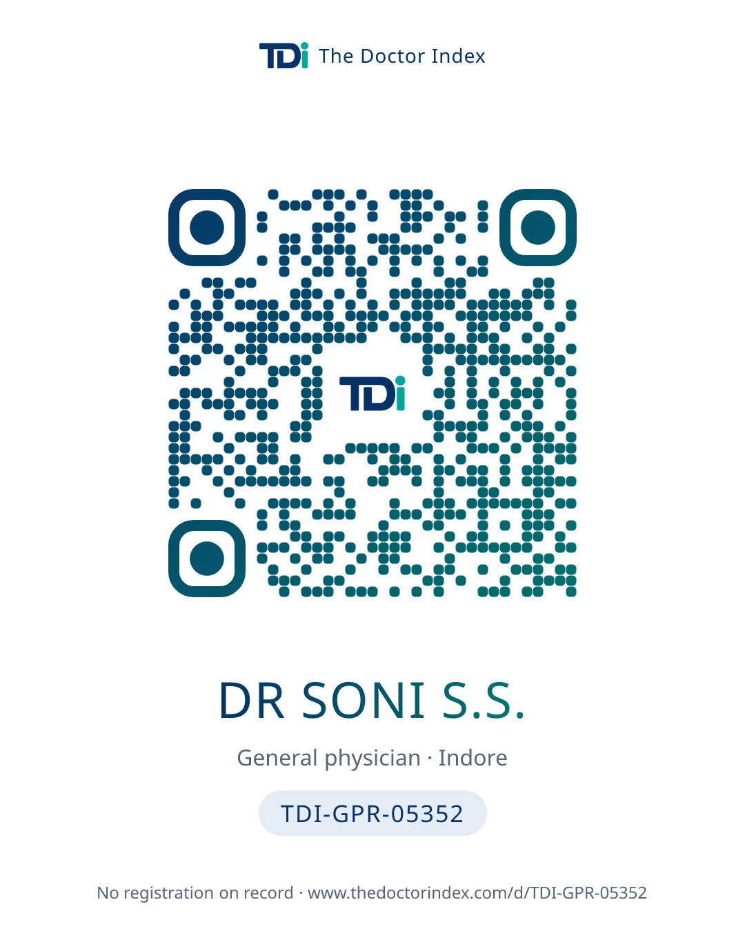 QR card for Dr Soni S.S., TDI-GPR-05352