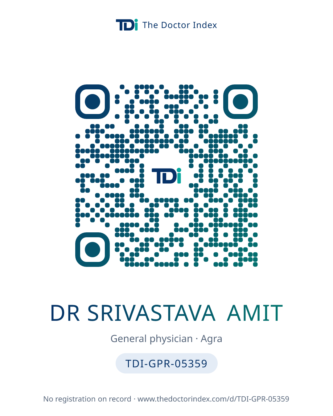 QR card for Dr Srivastava Amit, TDI-GPR-05359