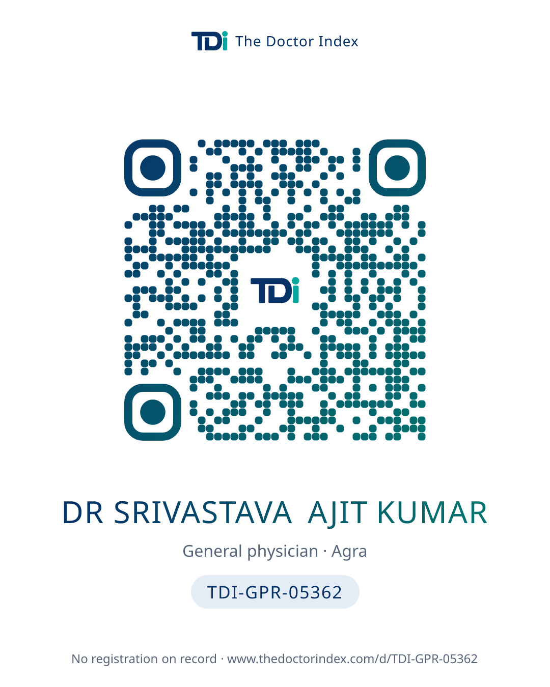 QR card for Dr Srivastava Ajit Kumar, TDI-GPR-05362