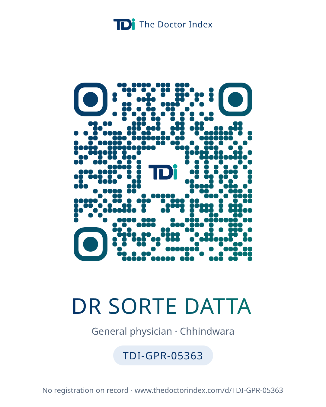 QR card for Dr Sorte Datta, TDI-GPR-05363