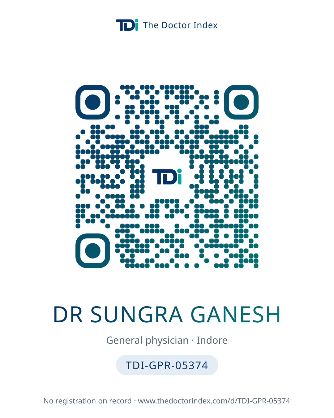 QR card for Dr Sungra Ganesh, TDI-GPR-05374