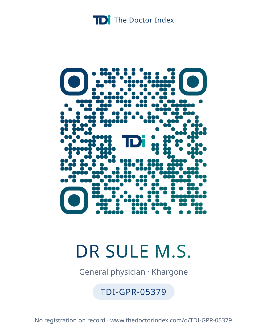 QR card for Dr Sule M.S., TDI-GPR-05379