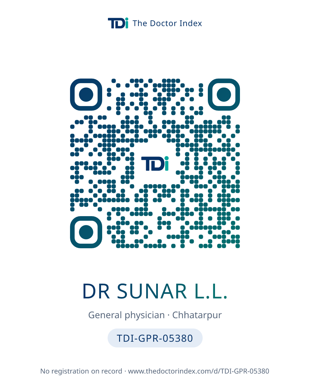 QR card for Dr Sunar L.L., TDI-GPR-05380